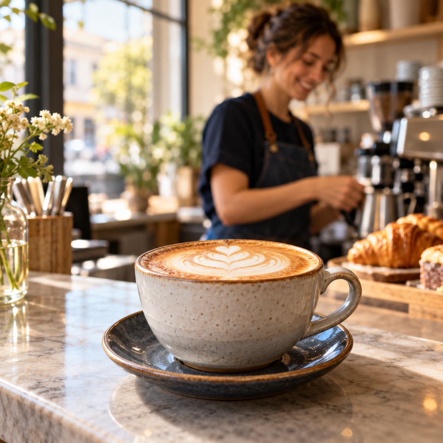 Coffee and conversation in a café